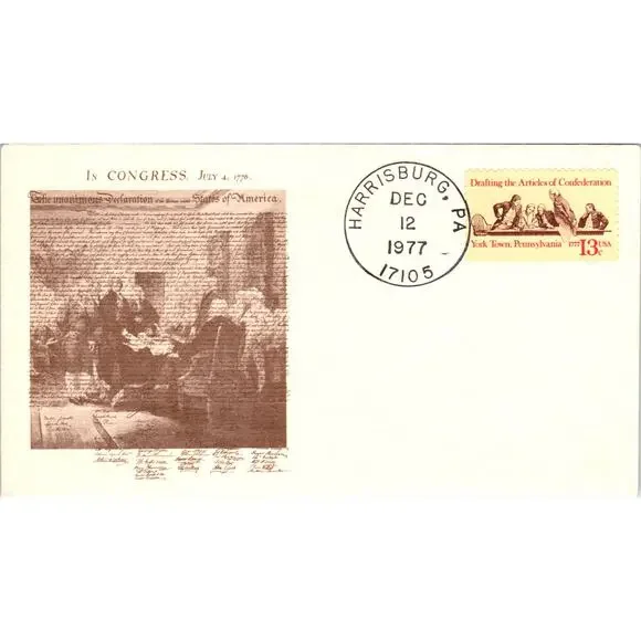 1977 Declaration of Independence Drafting Articles Harrisburg PA Cover TI5-PC1 - Picture 1 of 2